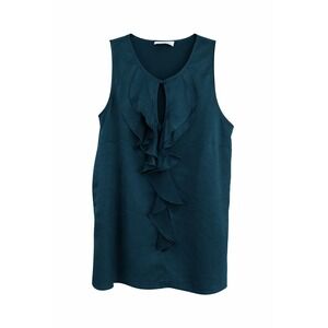 Calvin Klein Green Ruffle Front Sleeveless Top | Size Medium